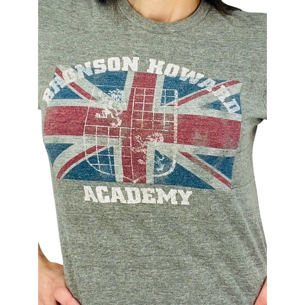 Vintage Bronson Howard Academy British Flag Union Jack Graphic Soft Gray T-Shirt - Picture 2 of 16